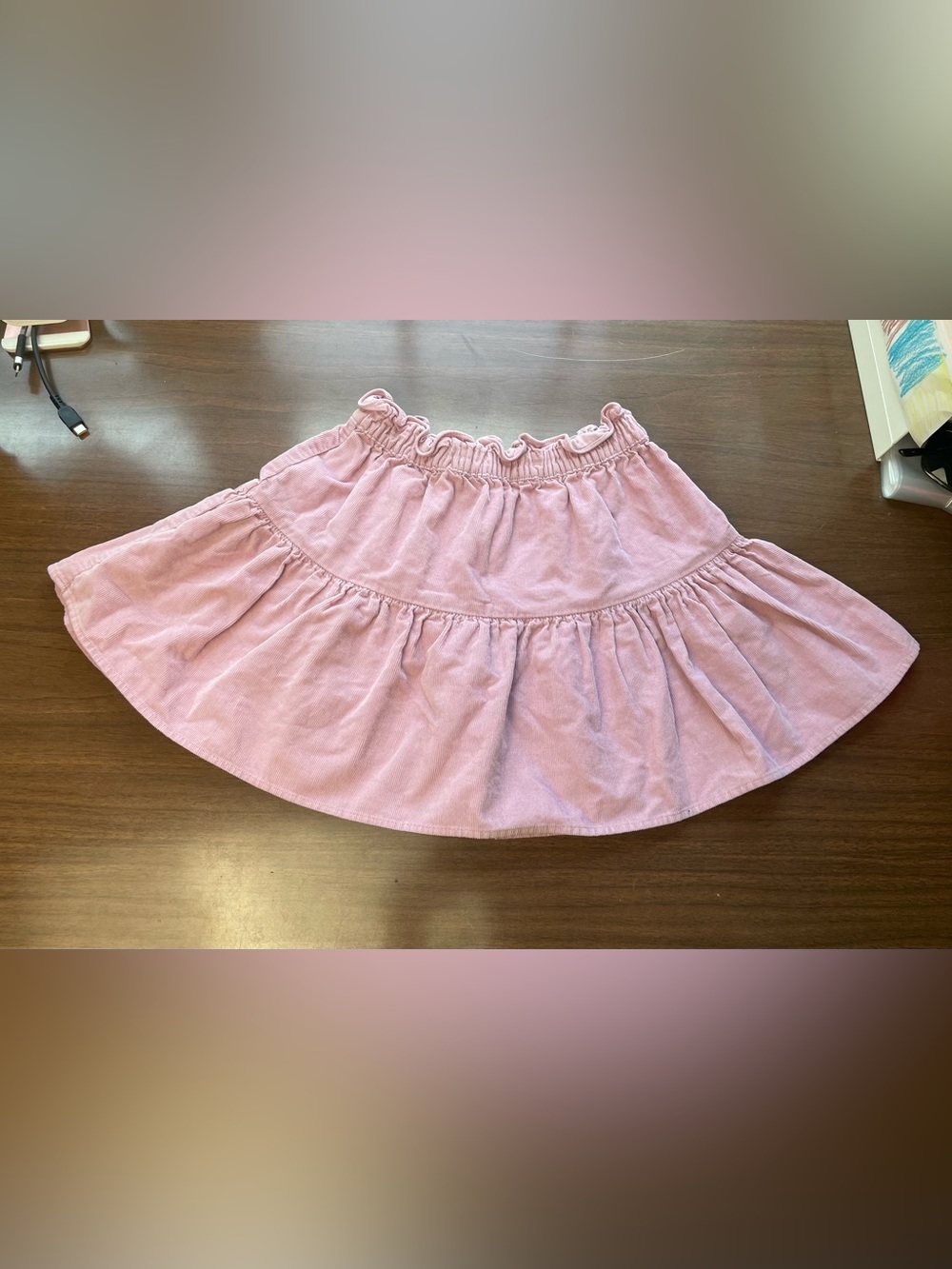 H&M Light Pink Tiered Corduroy Skirt